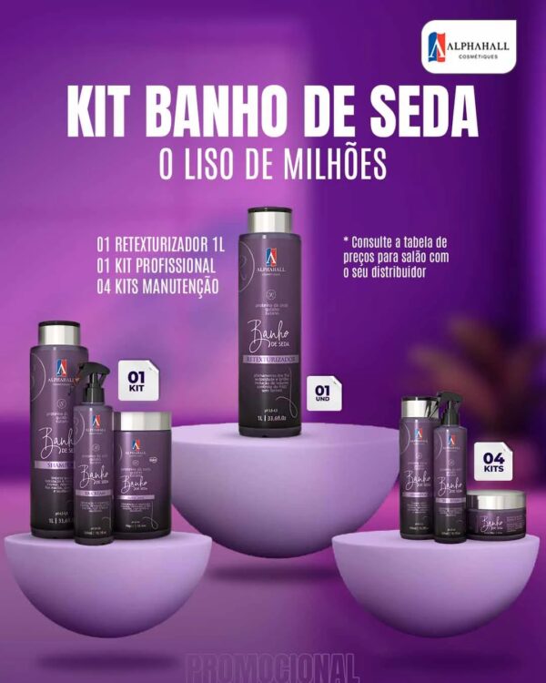 COMBO Retexturizador + 4 Banho de  Seda Manutenção + 1 KIT Seda Profissional