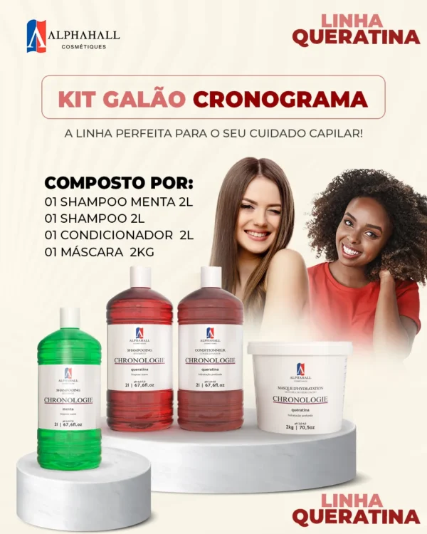 Kit Galão - 1 Sh Queratina + 1 Sh Menta + Cond Queratina2L + Hid. Queratina Balde 2kg